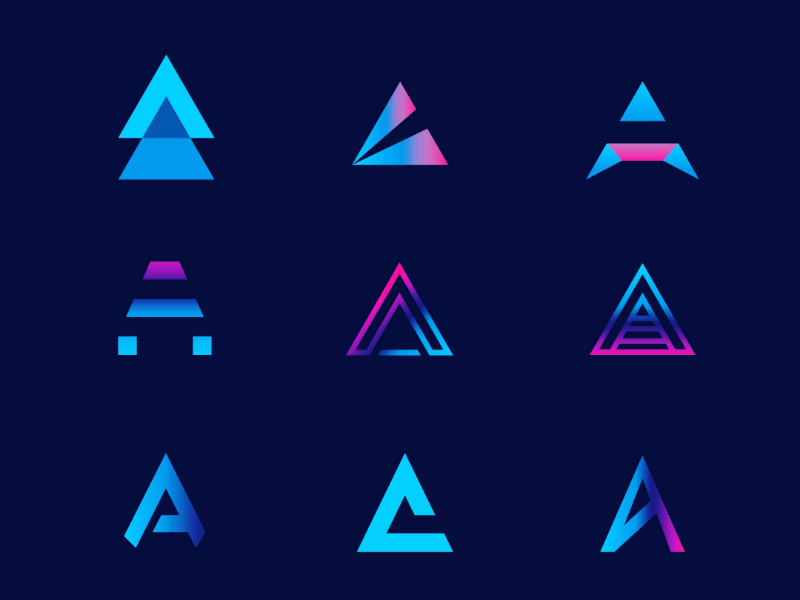 Letter A with triangle Shape Logos by Brandsign on Dribbble