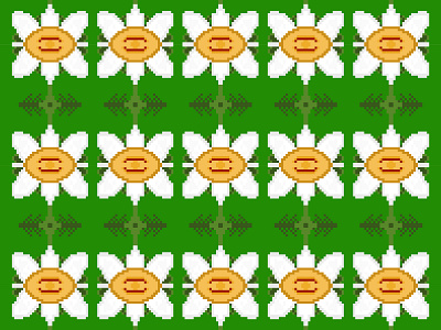 Pixel Flower Pattern - 4 design flower garden illustration pattern pixel pixel art white yellow