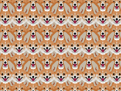 Cardigan Corgi Face Pattern - version one animal corgi dog geometric geometric art illustration pattern pet