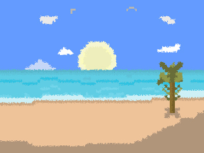Beach V2 - Pixel Art beach clouds illustration palm tree pixel art sand sea shadow sky summer sun water