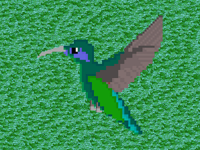 Pixel Hummingbird animal bird colibri green hummingbird illustration pixel art