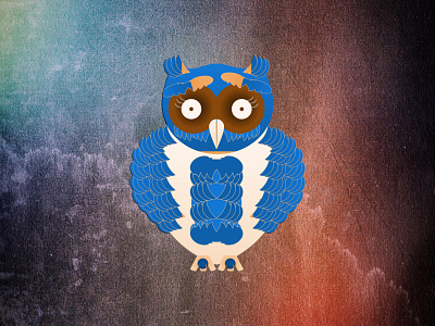 Blue Owl animal bird blue brown cave geometric illustration owl