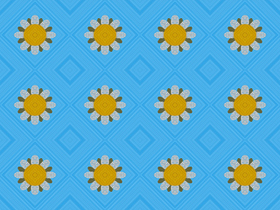 Embroidered Flower Pattern - blue background