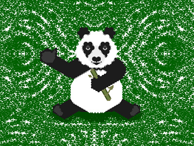 Geometric Panda animal bamboo bear black green illustration nature panda white