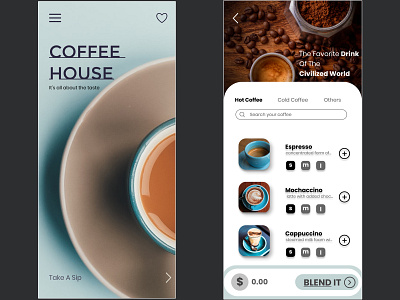 COFFEE HOUSE app minimal design branding typography ux ui