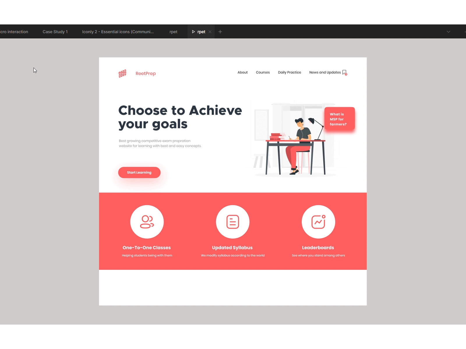 Competitive Exam Website app branding clean ui concept dailyui design minimal ui ux web design website