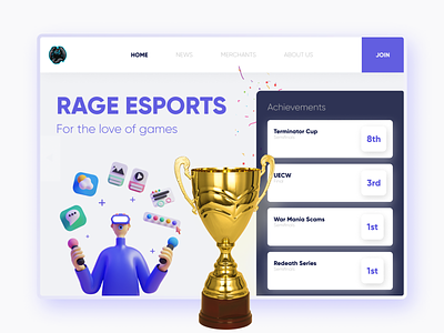 E-Sports Gaming Website landingpage landing webui website achievements esports gaming dailyui concept ui app design