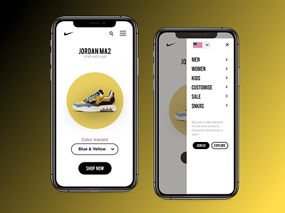 Nike Jordan MA2 black concept dailyui jordan mobile nike shoe shoes ui yellow