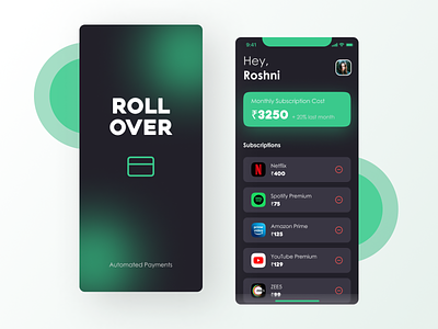 Roll Over Subscription App dailyui ux subscription subscribe monthly netflix concept app ui