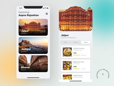 Travel Rajasthan app concept cultutre dailyui design food india places rajasthan travel ui