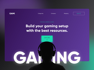 GAMI - Build you own gaming setup at one place app dailyui design game gamer gaming landing landing page neon ui
