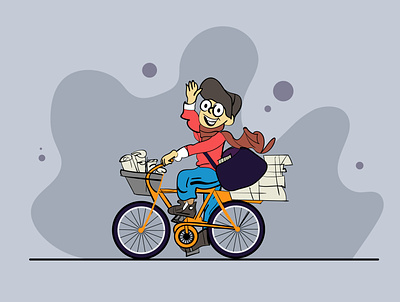 Newspaper boy active background bicycle bike child city cycle cycles illustration kid news newspaper sale sport spring urban vacation vector