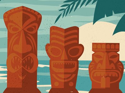 Tiki Totems hawaii illustration summer tiki totem
