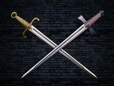 Swords illustration medieval photo realism raster shiny swords