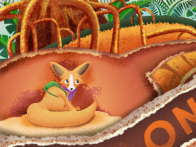 Fox in a Hole code school digital illustration fox roots texture trees underground