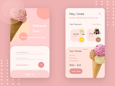 ice cream app app dailyui design ui ux