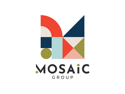 mosaic group logo branding design flat geometric illustration logo mosaic vector