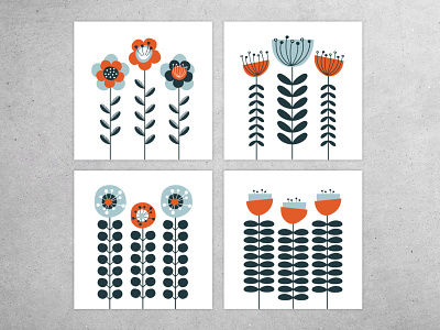 mod flowers design flowers graphic illustration mid century mod modern poster retro vector