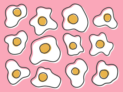 sunny side up breakfast design eggs food graphic illustration offset over easy pattern poster retro sunny