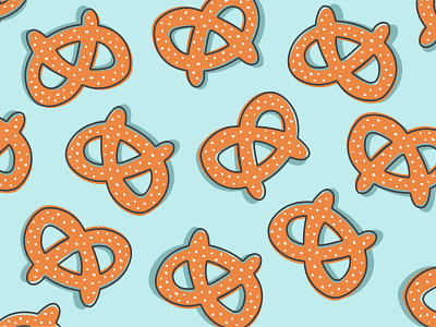 soft pretzels design food graphic illustration pattern poster pretzels retro snacks vector