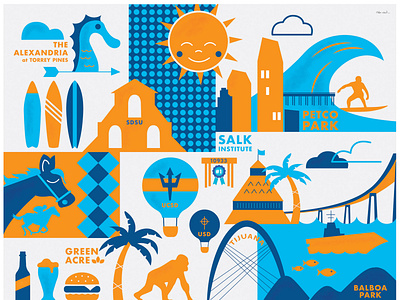 San Diego Mural graphic design vector art