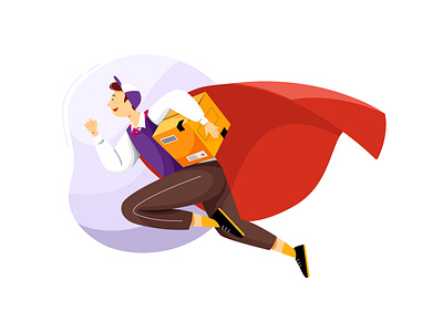 Superhero Delivery Service Vector Illustration