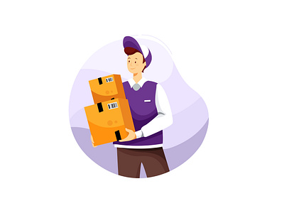 Delivery Man Holding Box Illustration