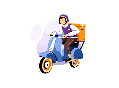Courier Service Motorbike Delivery Illustration bicycle box carry courier delivery drone express illustration logistic package service shipment superman transport vector