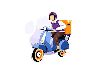 Courier Service Motorbike Delivery Illustration
