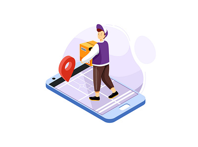 Online Delivery Tracking Application app bicycle box carry courier delivery drone express illustration kit logistic mobile on boarding package service shipment superman transport ui vector