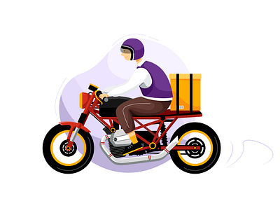 Motorcycle Delivery Service Vector Illustration app bicycle box carry courier delivery drone express illustration kit logistic mobile on boarding package service shipment superman transport ui vector