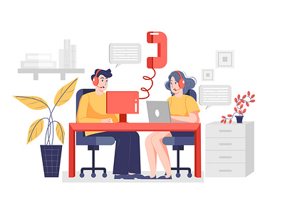 Call Center Service Illustration concept