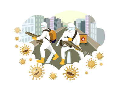 Coronavirus Street Disinfecting Illustration concept