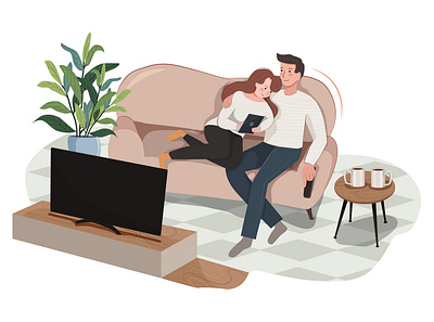 Work from home concept vector illustration communication freelance home house illustration remote remotely sofa teamwork together vector work workplace workshop