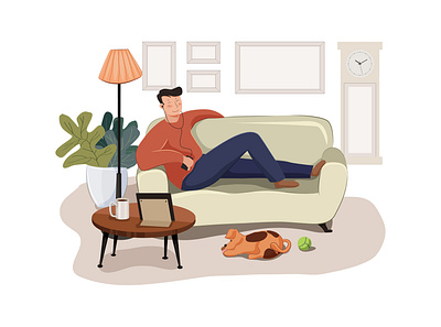 Work from home concept illustration communication concept freelance home house illustration interface material remote remotely sofa teamwork together vector work workplace workshop