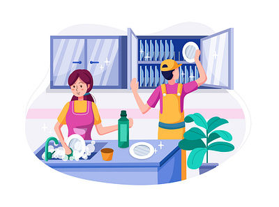 Cleaning service Illustration concept apartment bottle brush clean cleaner cleanser closeup dirt glove gloves home house illustration office room service supplies tidy tool vector