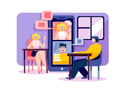 Video conference - Work from home concept business communication freelance home illustration remote remotely stay at home teamwork together vector video call video conference video online work workplace workshop