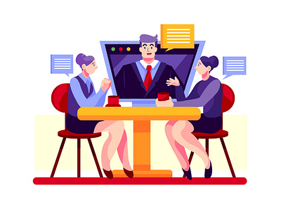 Video conference - Work from home concept concept design freelance illustration interface material meeting online remote remotely staysafe template vector video call work from home