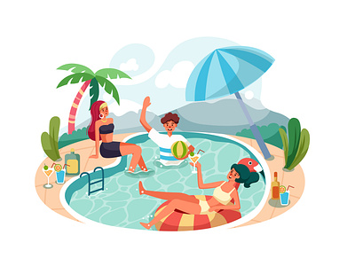 Pool Party Vector Clip Art, Graphics - Envato Elements