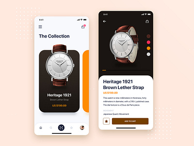 Watch shop mobile app concept