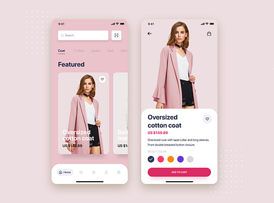 Women's clothing mobile app concept app design ecommerce fashion flat interface ios material minimal mobile shopping store template theme ui ui kit ux web website wireframe