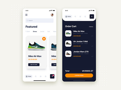 Nike Store mobile concept - Cart order app cart concept design ecommerce flat interface ios kit material minimal mobile nike order shoes shopping store ui ui kit ux