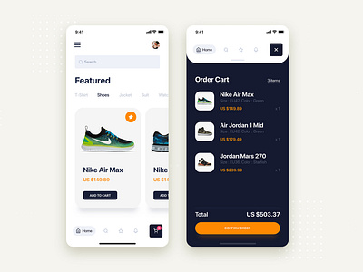 Nike Store mobile concept - Cart order