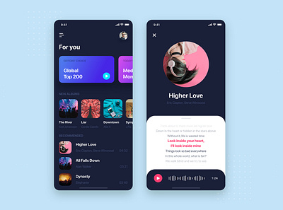 Music mobile app concept album app concept flat illustration interface kit lyrics material mobile music app musician singer song ui ui kit