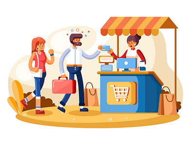Credit card payment system concept illustration character coffee shop concept credit card credit card payment credit cards design flat illustration interface material payment system vector website