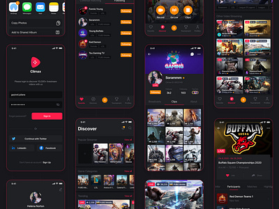 Climax - Live Game Streaming UI Kit