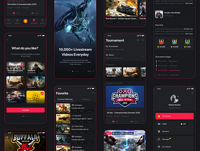 Climax - Live Game Streaming UI Kit app feed gamer interface ios live material mobile networking podcast post profile social stream streamer template tournament ui kit ux wireframe