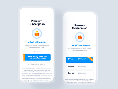 Premium Subscription UI concept