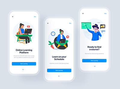 Onboarding - Online Course UI Kit app certificate class course app courses education education app instructor interface learning material minimal mobile premium school subscription teacher training ui kit video app