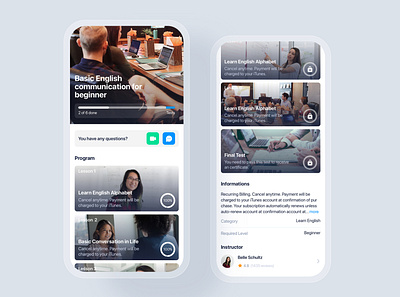 Learning - Online Course UI Kit app certificate class course app courses education education app instructor interface learning material minimal mobile premium school subscription teacher training ui kit video app